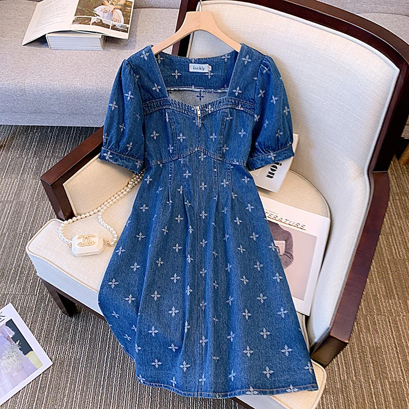 Plus Size Korean Cross Denim Dress