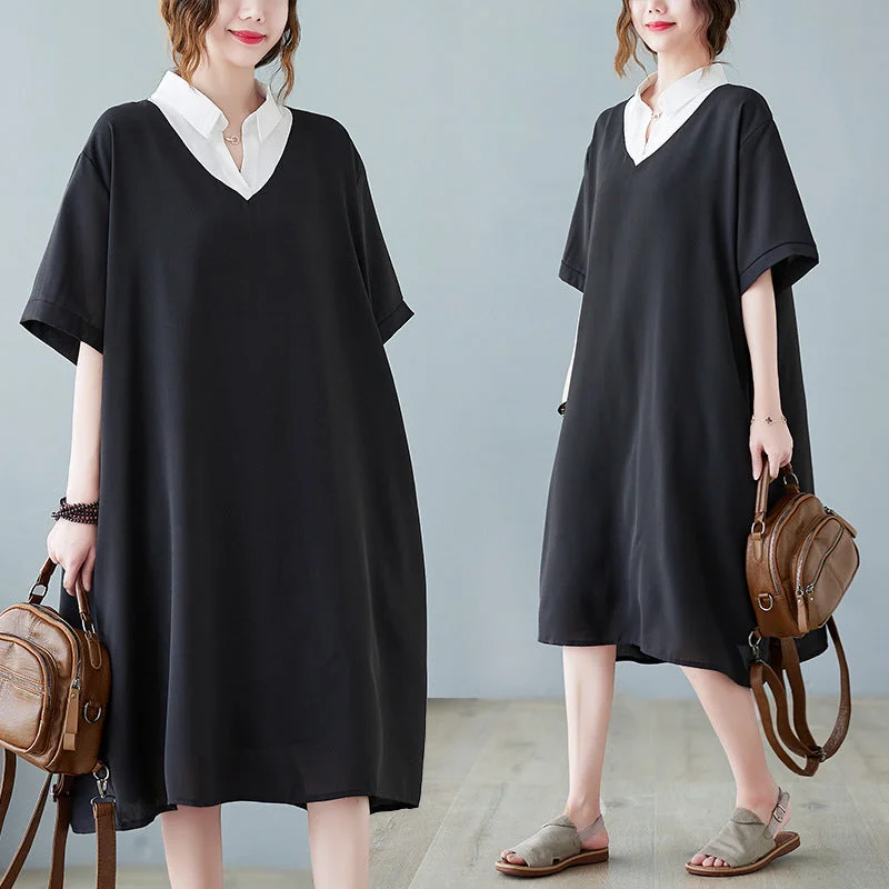 Plus Size Korean Work Shirt Dress