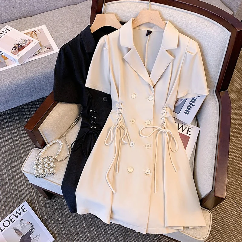 Plus Size Korean Ribbon Trench Shirt Dress