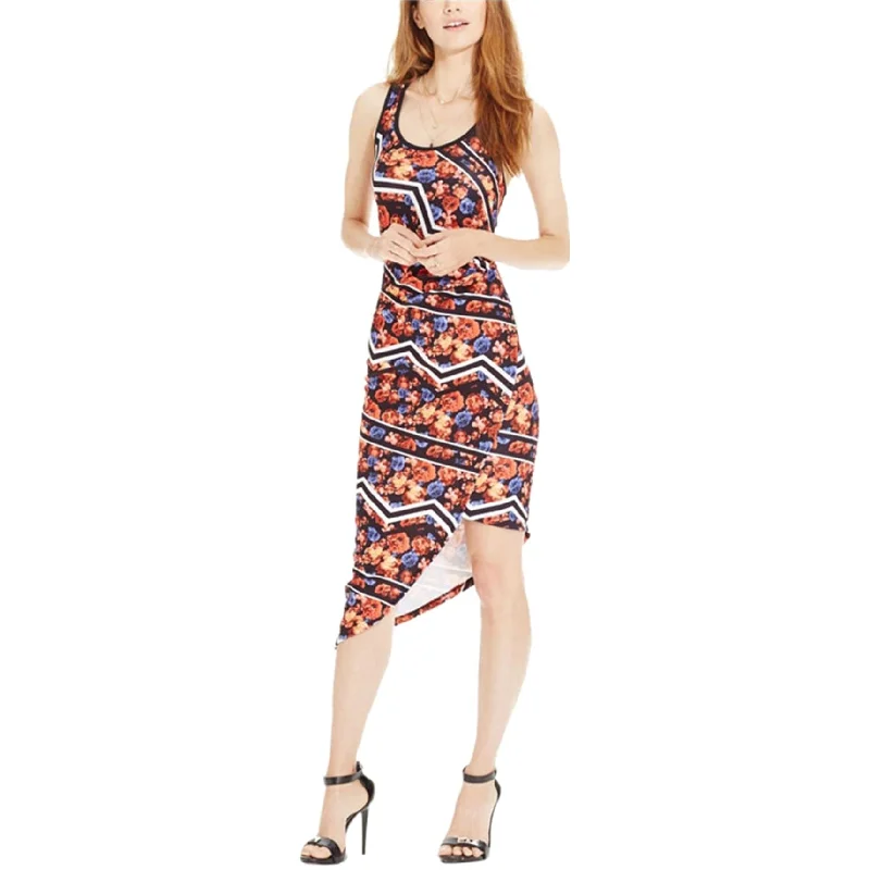 Material Girl Womens Printed Asymmetrical Hem Bodycon Dress