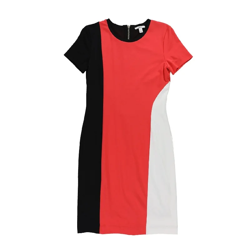 bar III Womens Colorblocked Bodycon Dress, Red, Small