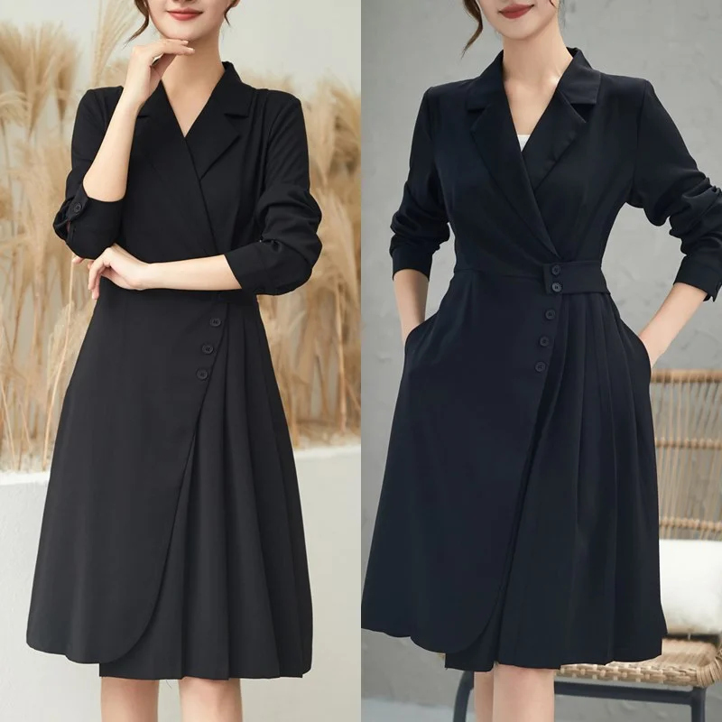 Plus Size Korean Pleat Trench Shirt Dress