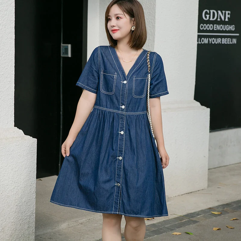 Plus Size Babydoll Denim Dress