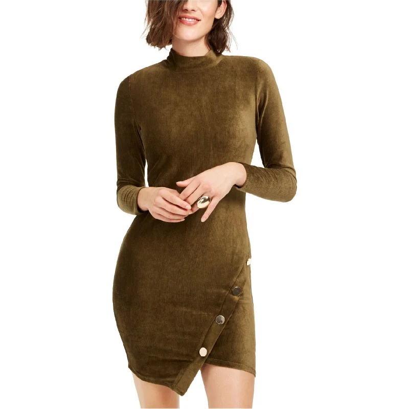 Almost Famous Womens Corduroy Bodycon Dress, Green, Large