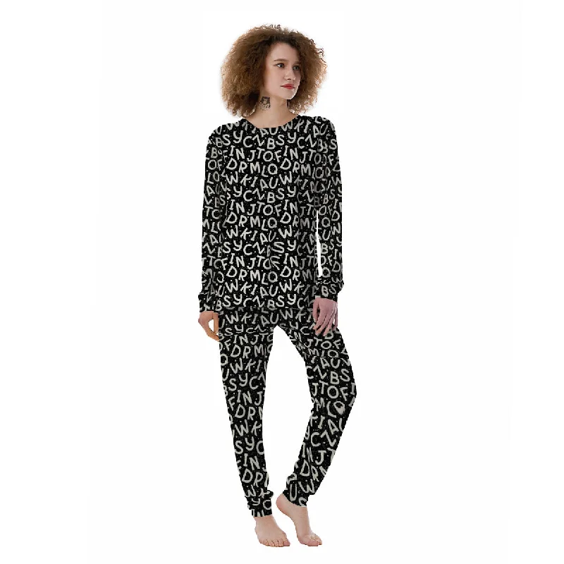 Alphabet Black Print Pattern Women's Pajamas