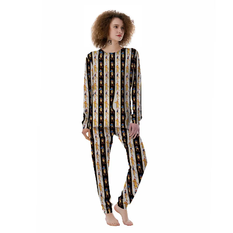 Ancient Egypt Stripe Print Pattern Women's Pajamas