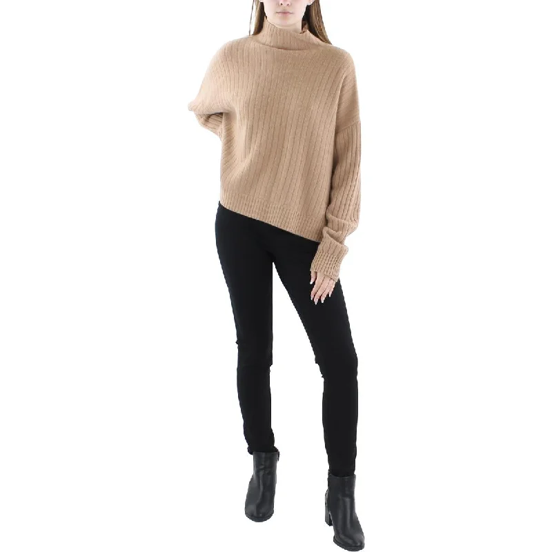 Womens Ribbed Long Sleeve Mock Turtleneck Sweater