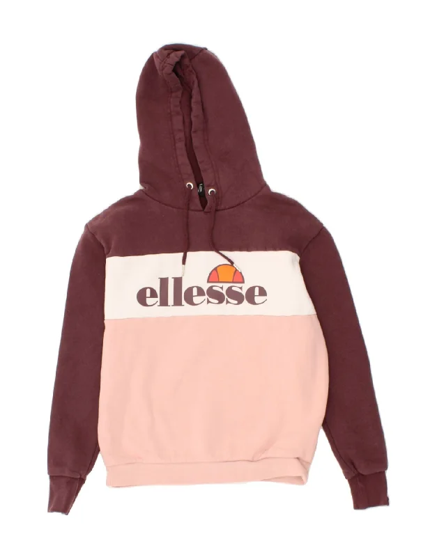 ELLESSE Womens Graphic Hoodie Jumper UK 8 Small  Multicoloured Colourblock