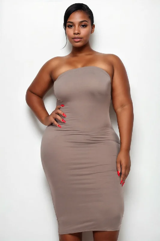 Plus Size Tube Bodycon Midi Dress