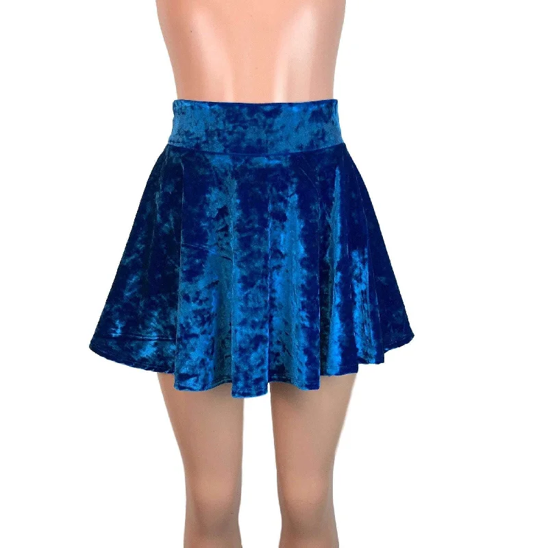 Skater Skirt - Blue Crushed Velvet