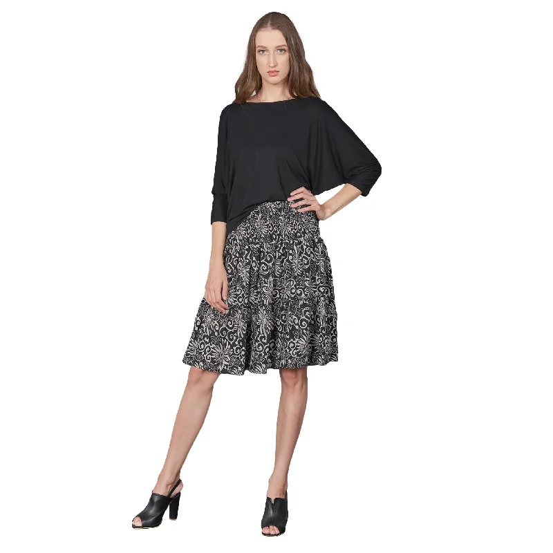 Flowers Women's Skirt in Black SK0090 020146 01