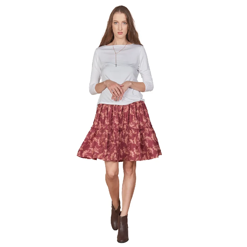 Flowers Women's Skirt in Drak Red SK0090 020149 01