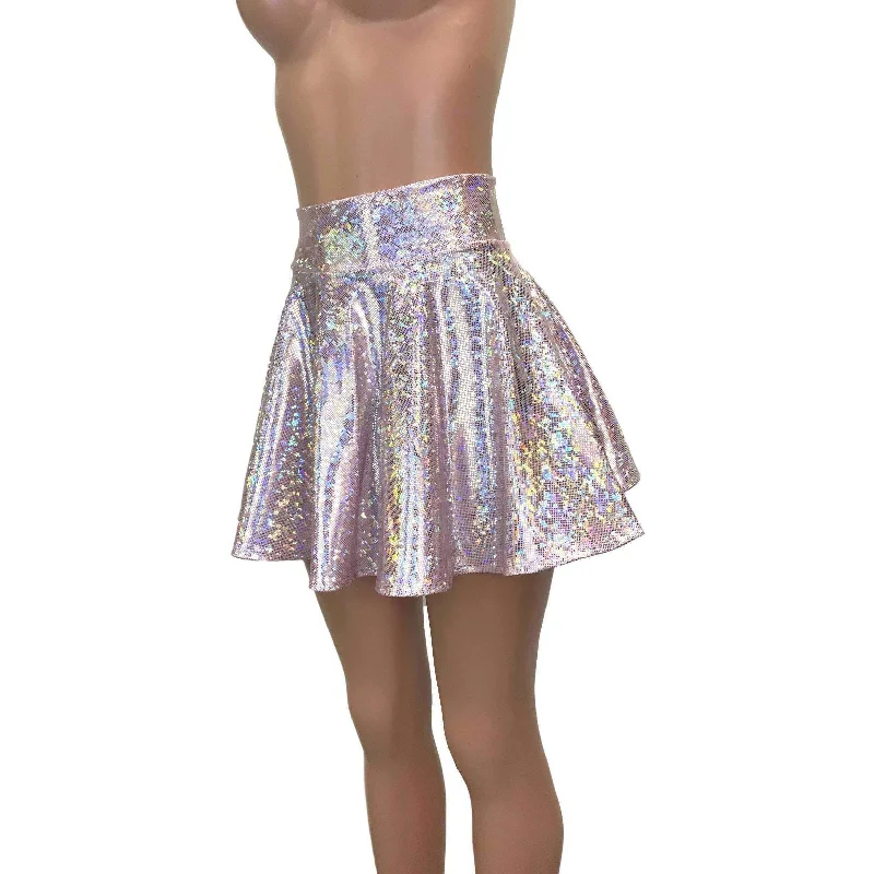 Skater Skirt - Light Pink Shattered Glass Holographic