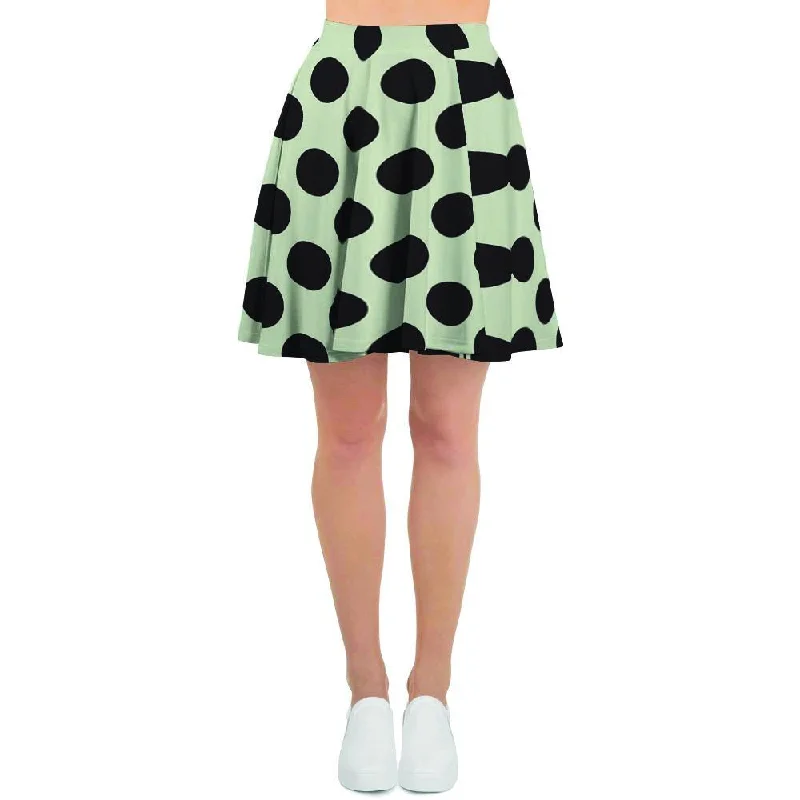 White And Black Polka Dot Print Women's Skirt