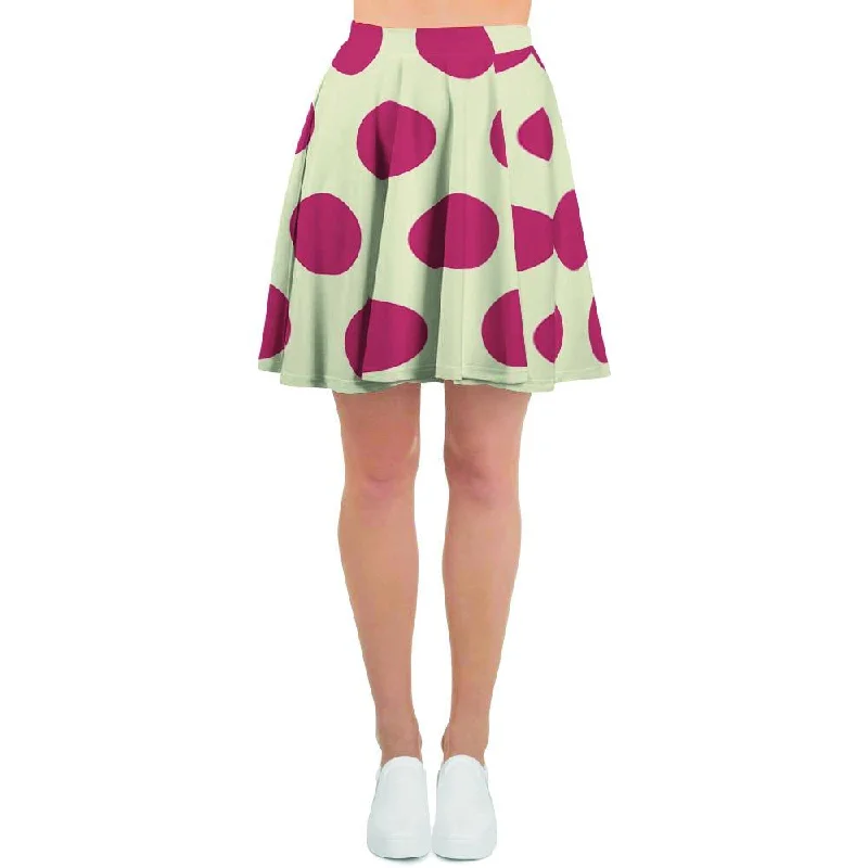 White And Red Polka Dot Women's Skirt