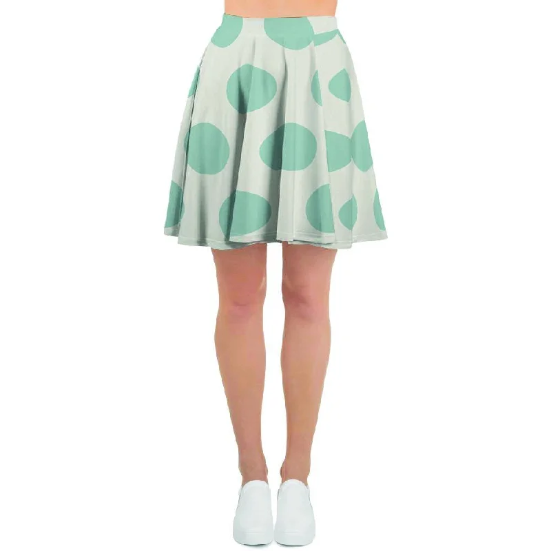 White And Turquoise Polka Dot Women's Skirt