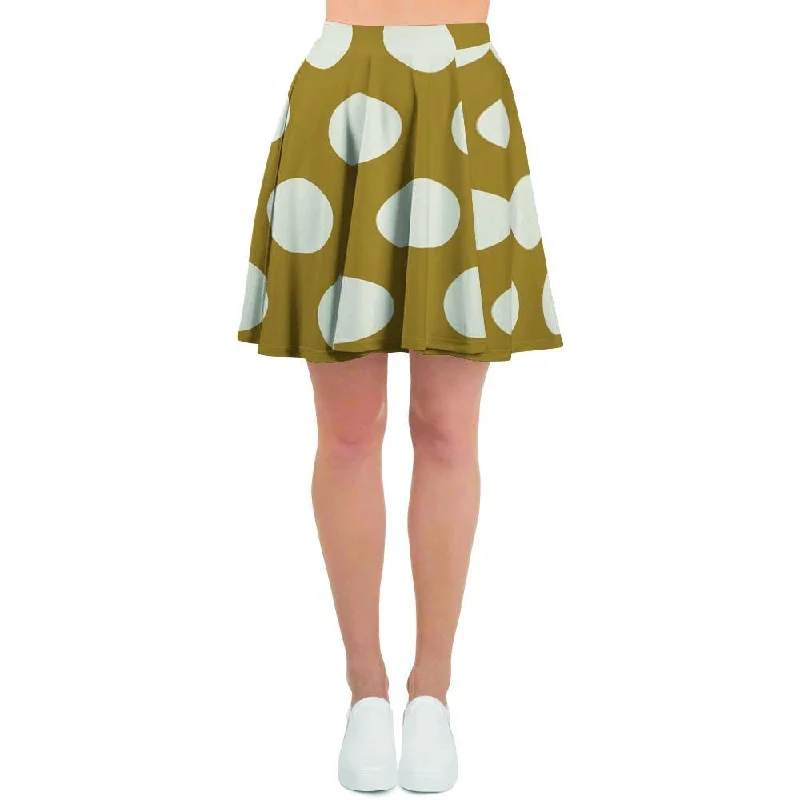 White And Yellow Polka Dot Women's Skirt