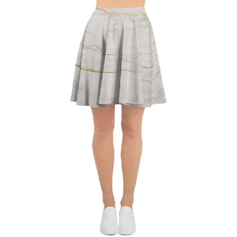 White Gold Marble Women's Skirt