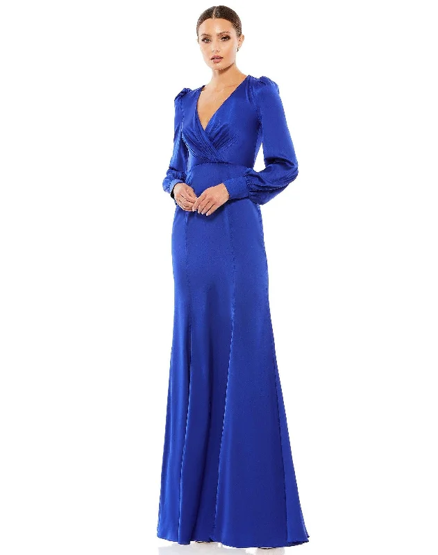 Mac Duggal 55635 Long Sleeve Formal Satin Dress