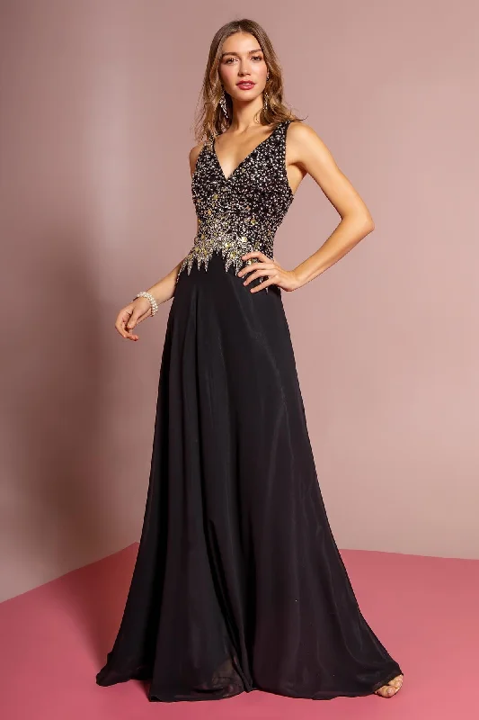 Open Back Prom Chiffon Long Dress Formal