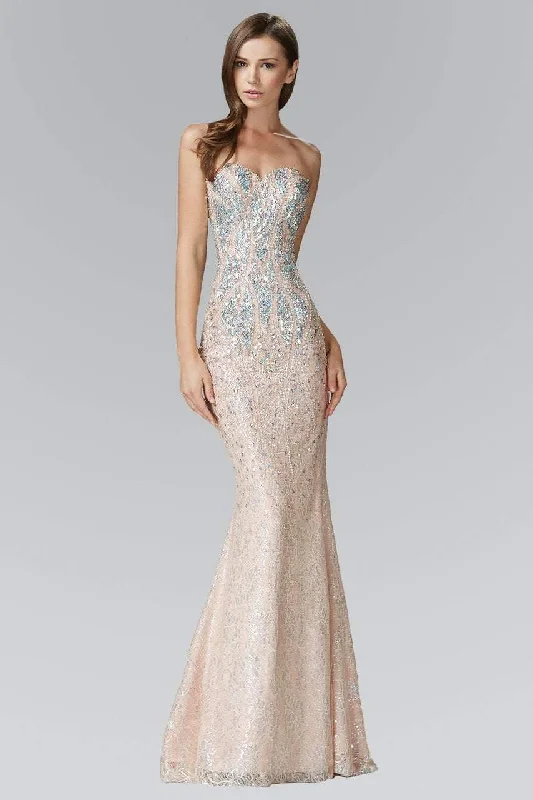 Elizabeth K GL2004 Strapless Bead Textured Mermaid Gown