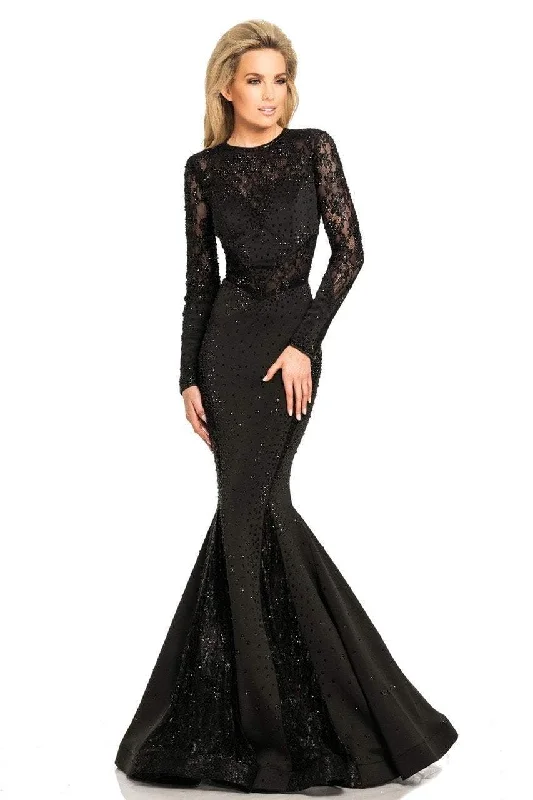 Johnathan Kayne - Lace Long Sleeves Mermaid Gown 8068