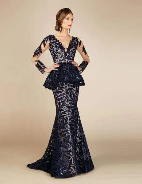 MNM COUTURE - M0001 Lace Applique Embellished Mermaid Gown