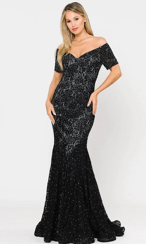 Poly USA 8596 - Off-shoulder Sweetheart Neckline Long Gown