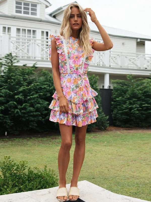 KittenAlarm - Floral Print Raffle Dress