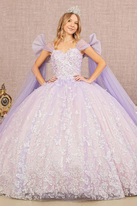 Butterfly Ribbon Sleeve Ball Gown by Elizabeth K GL3175