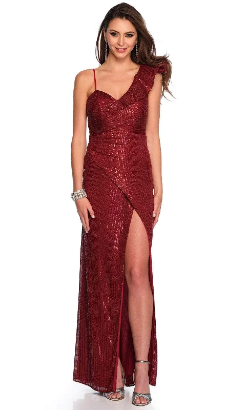 Dave & Johnny 11214 - One Shoulder Wrapped Prom Gown