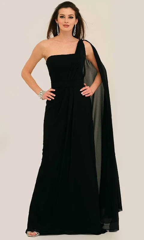 Dave & Johnny 11288 - One Shoulder Cape Prom Gown