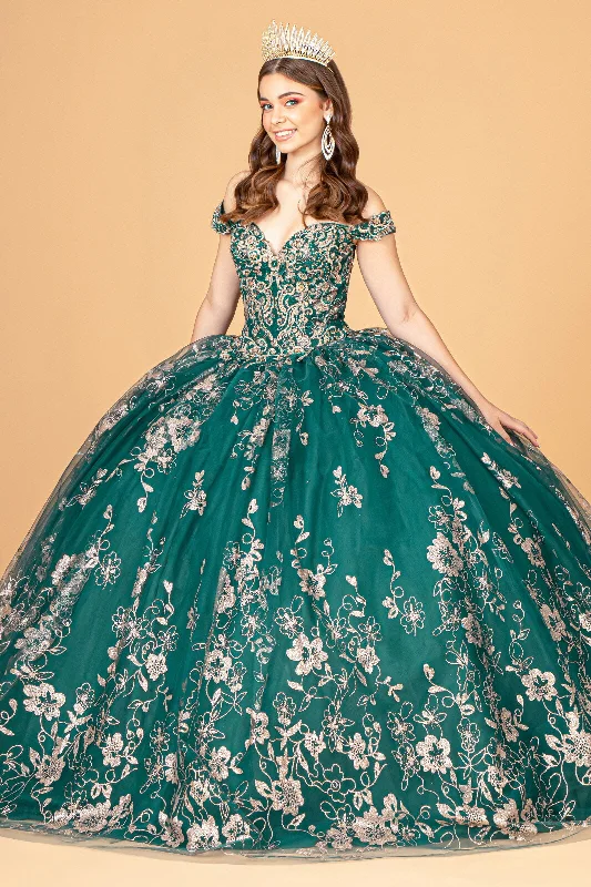 Floral Off Shoulder Ball Gown by Elizabeth K GL3074