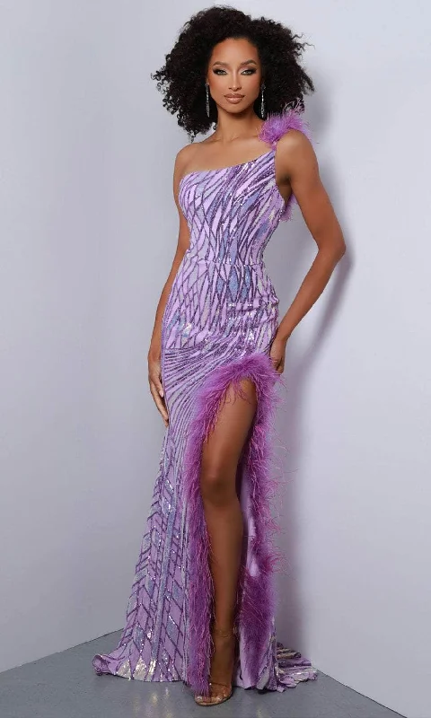 Johnathan Kayne 2844 - Feather Accent Sheath Prom Dress