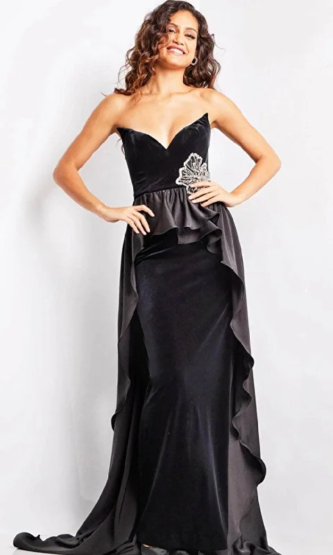 Jovani 24631 - Strapless Velvet Evening Dress