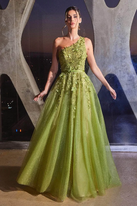 Ladivine CB145 - One-Sleeve 3D Embellished Ballgown