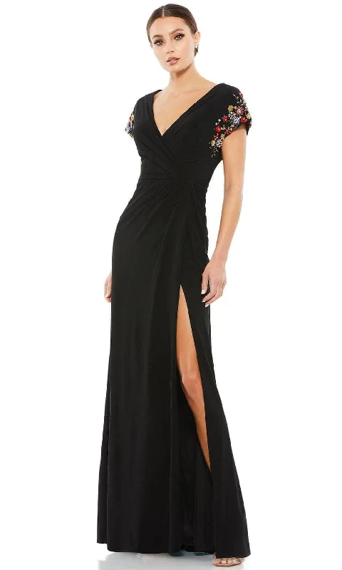 Mac Duggal 55709 - V Neck High Slit Evening Gown