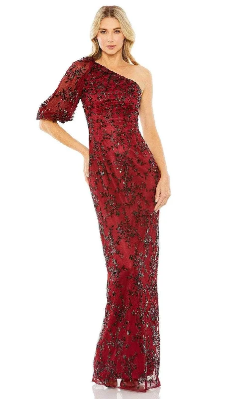 Mac Duggal 5912 - Asymmetrical Puff Sleeve Evening Dress