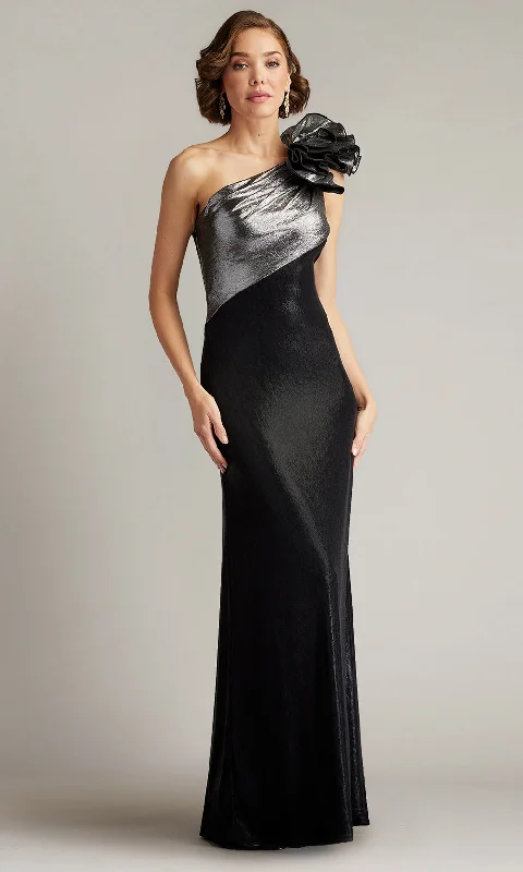 Tadashi Shoji BSJ23478L - Korra Metallic One Shoulder Contrast Gown