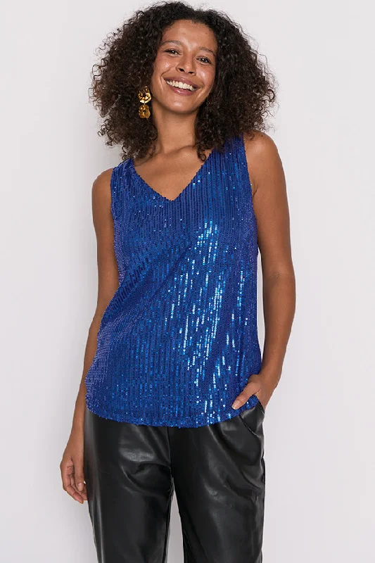 Rylee Cobalt Sequins Party Tank