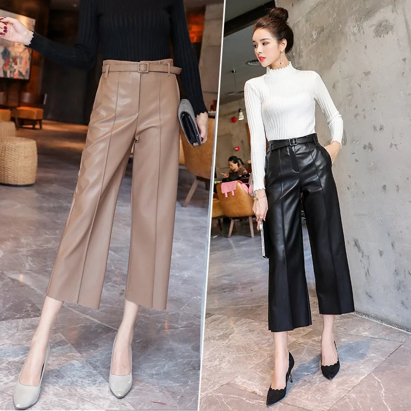 Autumn Brand New Women PU Leather Pants