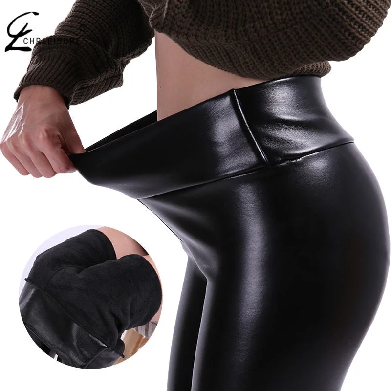 Women Plus Size Winter Leather Pants