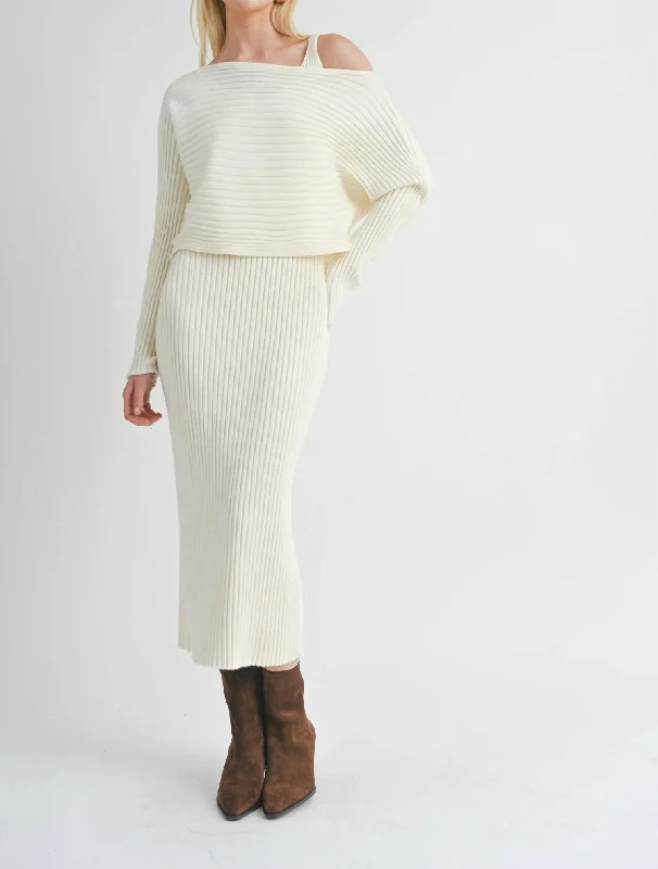 Gabi Sweater Dress Set In Cream