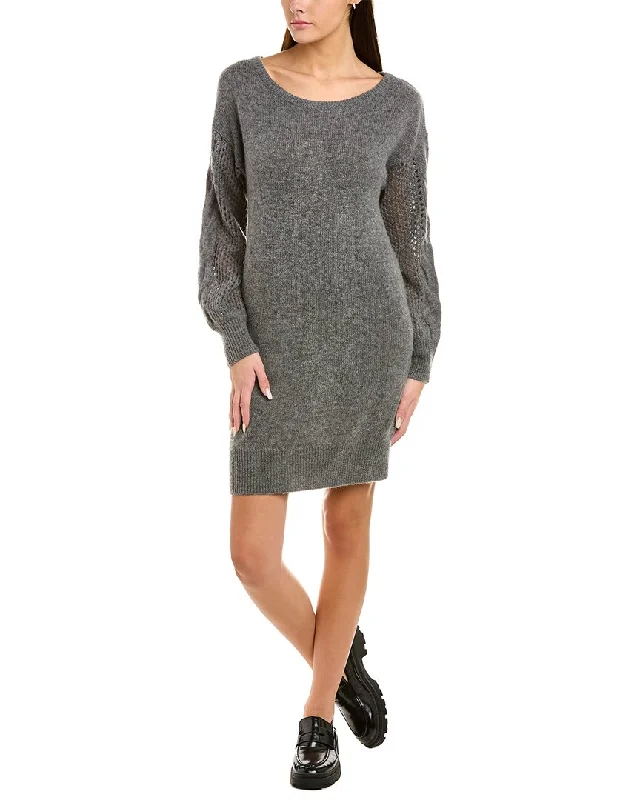 NAADAM Open Cable Wool & Cashmere-Blend Tunic Sweaterdress