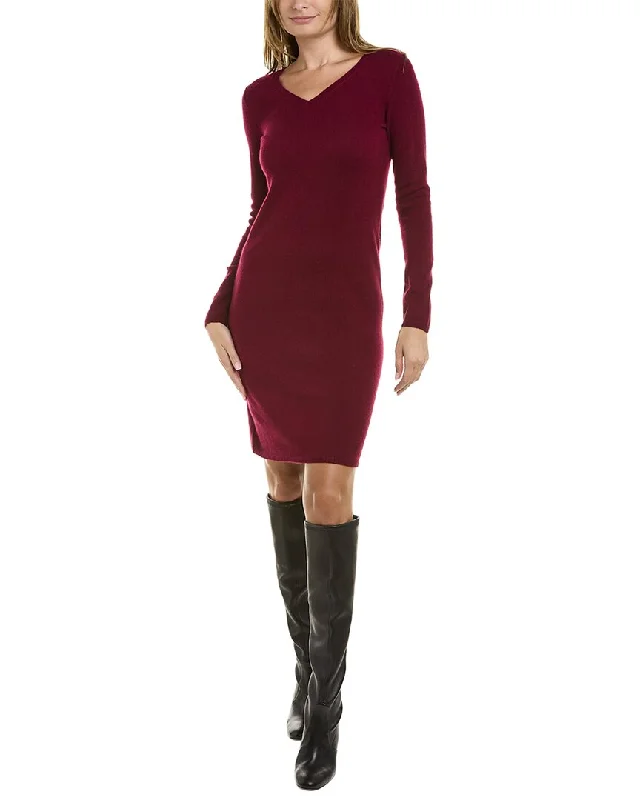 sofiacashmere V-Neck Cashmere Sweaterdress