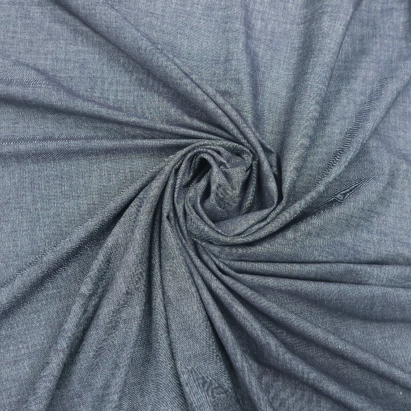 Medium Blue 100% Fine Italian Cotton Denim Fabric Stretch