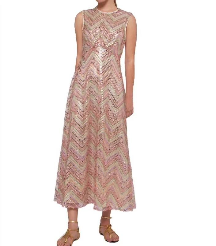 Grazia Dress In Zig Zag Sequins