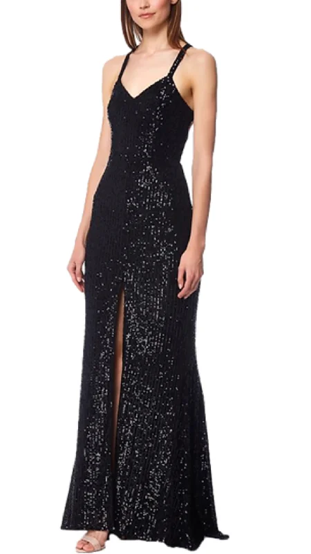 Jarlo London Zahara Sequin Cross-Back Gown in Black