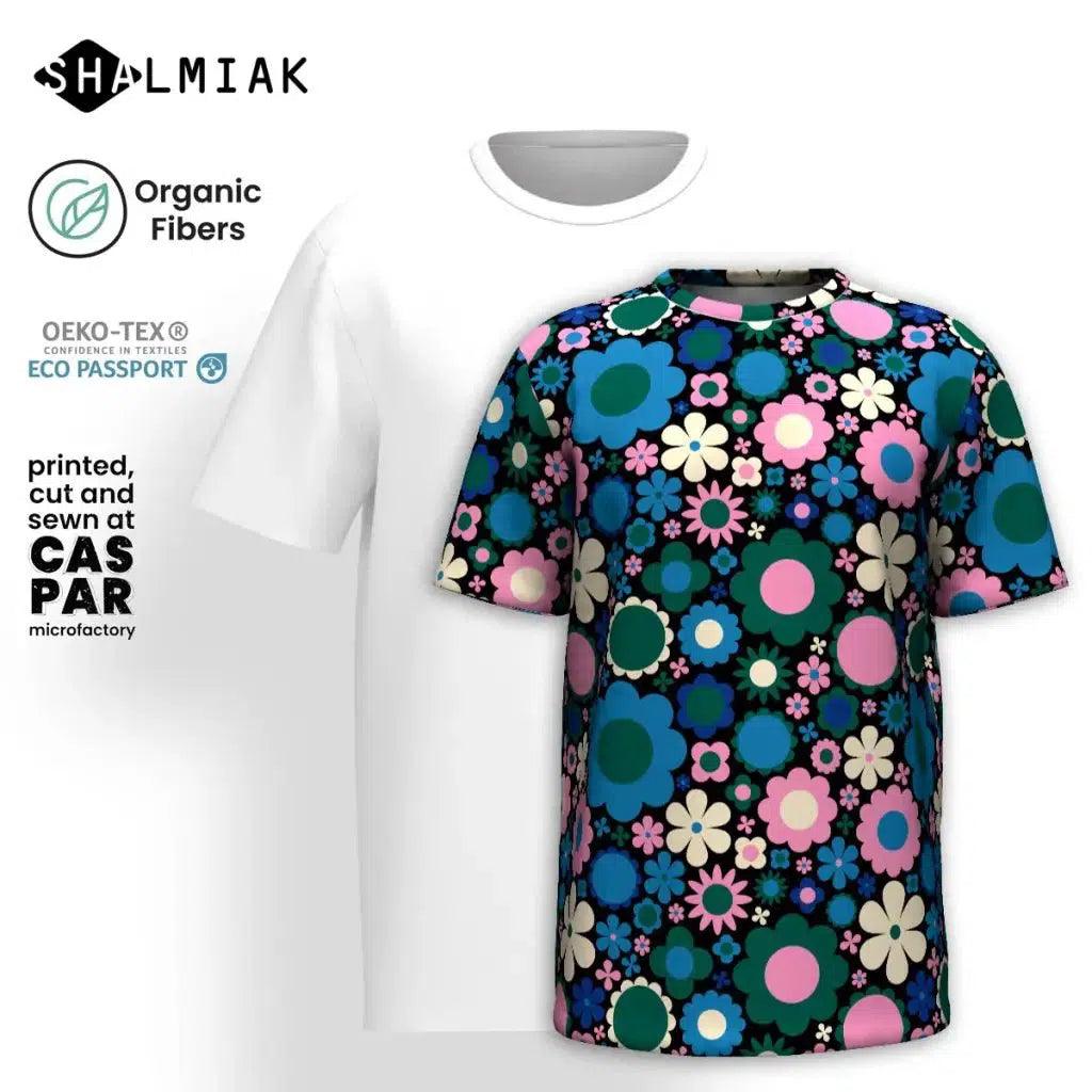 BLOOMPOP blue pink - T-shirt  (organic cotton)